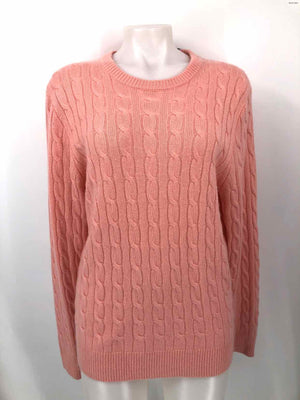 J CREW Peach Cashmere Cable knit Pullover Size LARGE  (L) Sweater