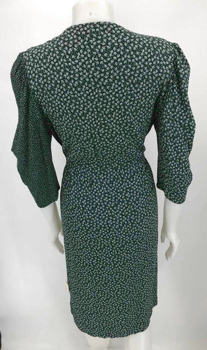 SEE BY CHLOE Forest Green White Floral Design Wrap Size MEDIUM (M) Dress