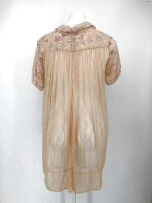 CHAN LUU Beige Floral Sheer Back Size SMALL (S) Top