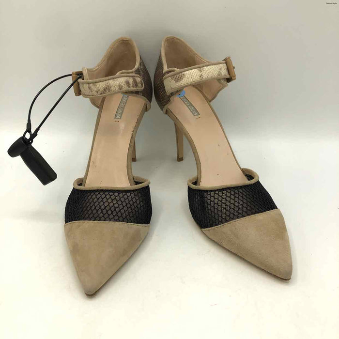 GIORGIO ARMANI Beige Black Suede Leather Mesh Made in Italy 3.5" Heel Shoes