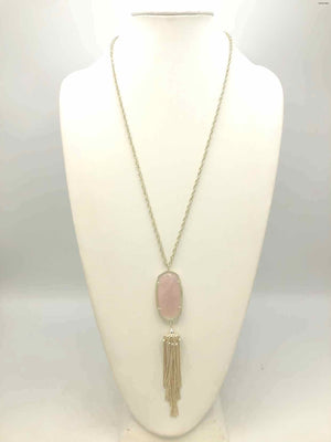 KENDRA SCOTT Goldtone Pink Rose Quartz Pre Loved Tassell Necklace