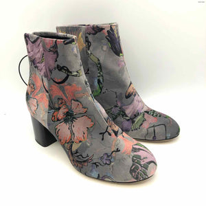 RAG & BONE Gray Multi-Color Velvet Made in Italy Floral 2.5" Chunky Heel Boots