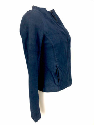 VINCE Navy Leather Zip Front Women Size SMALL (S) Jacket