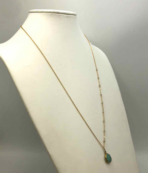 AMELIA ROSE DESIGN Goldtone Green Faceted Drop GF-Necklace