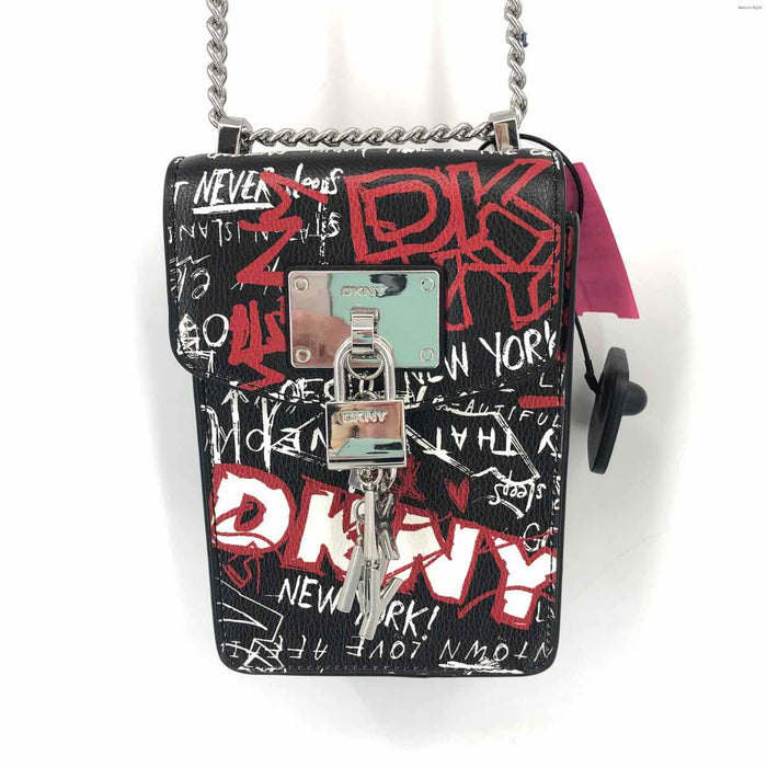 DKNY Black & White Red Graffiti Print Phone Crossbody Purse