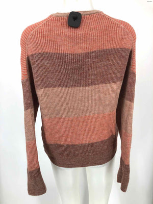 MALLKINI Orange Brown Alpaca & Wool Blend Made in Peru Stripe Pullover Sweater