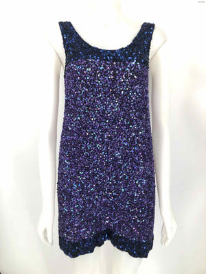 FRENCH CONNECTION Purple Navy Sequined Sleeveless Size MEDIUM (M) Dress