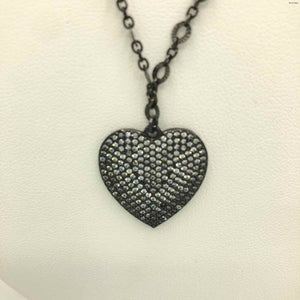 ATHENA DESIGNS Pewter Cubic Zircon Pave 19" Heart ss Necklace