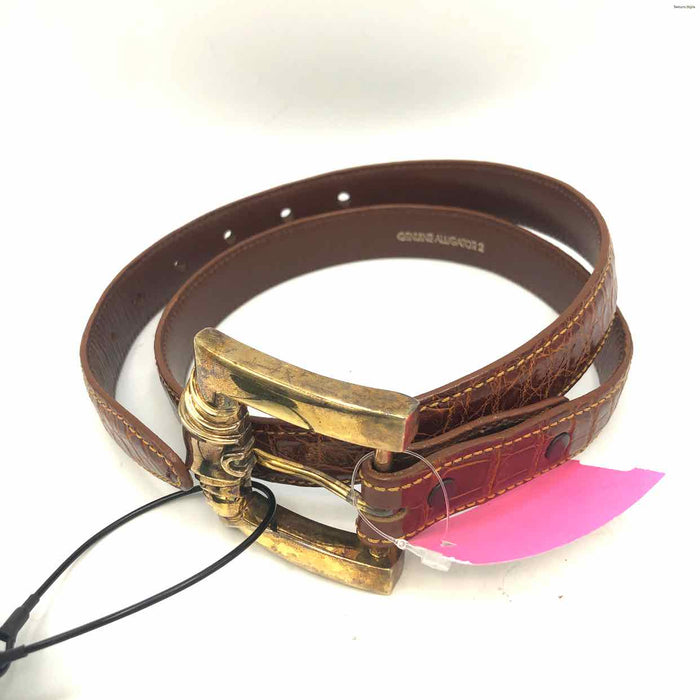 KIESELSTEIN-CORD Brown Goldtone Sterling Silver Leather Belt