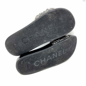 CHANEL Gray Black Made in Italy Beaded Slides Shoe Size 8 Shoes