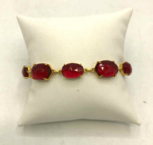 AMELIA ROSE DESIGN Cranberry Goldtone Faceted 7-8" Bracelet