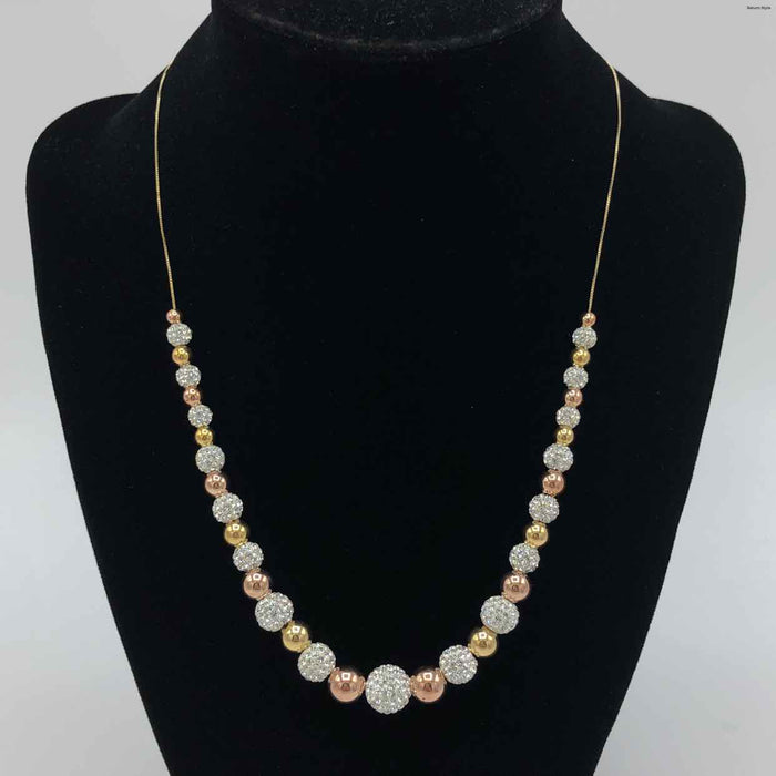 Gold Plated Sterling Silver Beaded 18" ss Necklace
