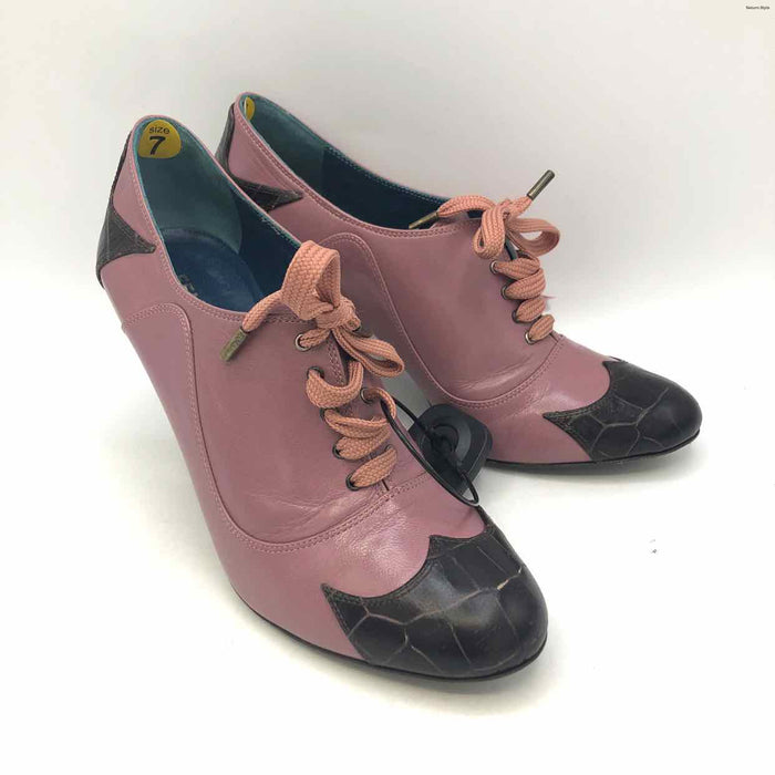 FENDI Mauve Brown Leather 3.5" Heel Shoe Size 37.5 US: 7 Shoes