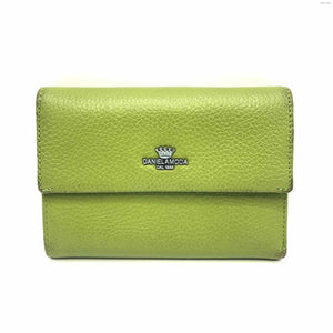 DANIELA MODA Green Multi-Color Pebbled Leather Colorblock Tri fold Wallet