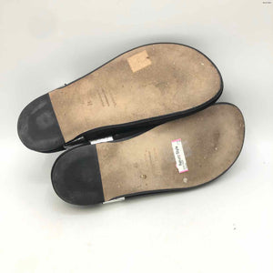 ISABEL MARANT Silver Black Leather Thong Sandal Shoe Size 37 US: 7 Shoes