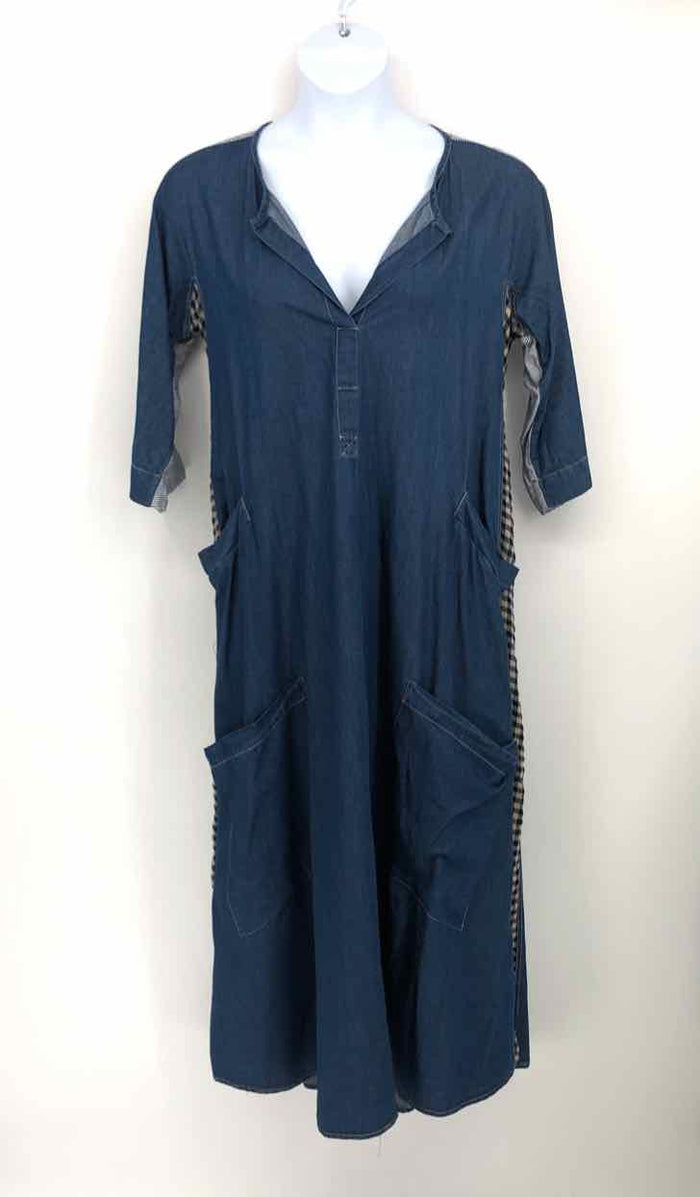 ALEMBIKA Blue White Denim Stripe Size MEDIUM (M) Dress