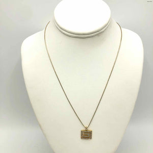 Goldtone Diamond Pre Loved Greek Key ss Necklace