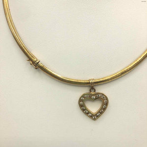 Diamond 14k Gold Heart Omega 14k-Necklace