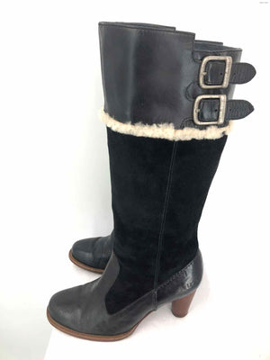 UGG Black Brown Tall Heels Shoe Size 6 Boots