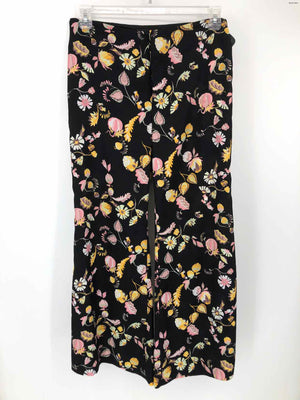 JILL STUART Black Pink Multi Floral Print Wide Leg Size 8 (M