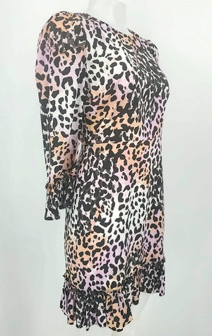 VERONICA BEARD Pink Black Silk Animal Print Longsleeve Size 2  (XS) Dress