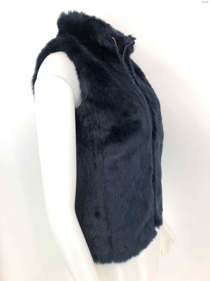 J CREW Navy Furry Zip Up Women Size X-SMALL Vest