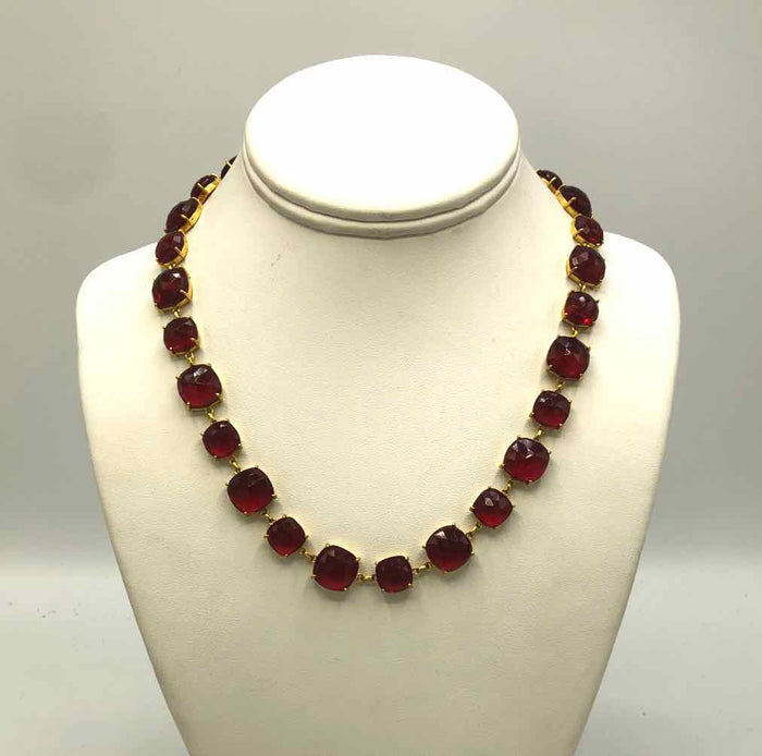 AMELIA ROSE DESIGN Cranberry Goldtone Faceted 18"-20" Necklace