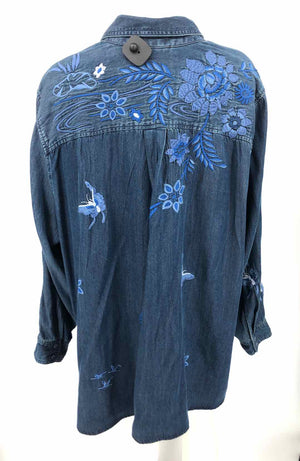 JOHNNY WAS Blue Floral Design Longsleeve Size 2X  (XL) Top
