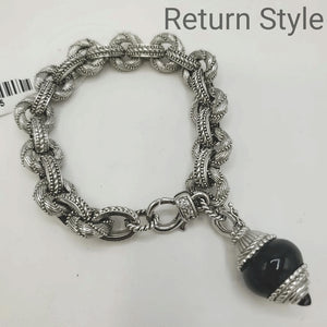 JUDITH RIPKA Black Sterling Silver Chain w/Focal ss Bracelet