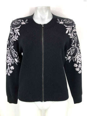 KOBI HALPERIN Black White Knit Embroidered Bomber Women Size MEDIUM (M) Jacket