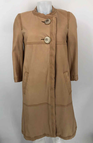 NICOLE FARHI Beige Leather 3/4 Sleeve Women Size 8  (M) Jacket