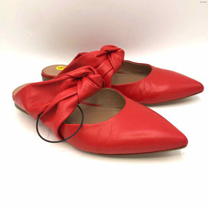 LEWIT Red Leather Pointed Toe Made in Italy Flats Shoe Size 37.5 US: 7 Shoes