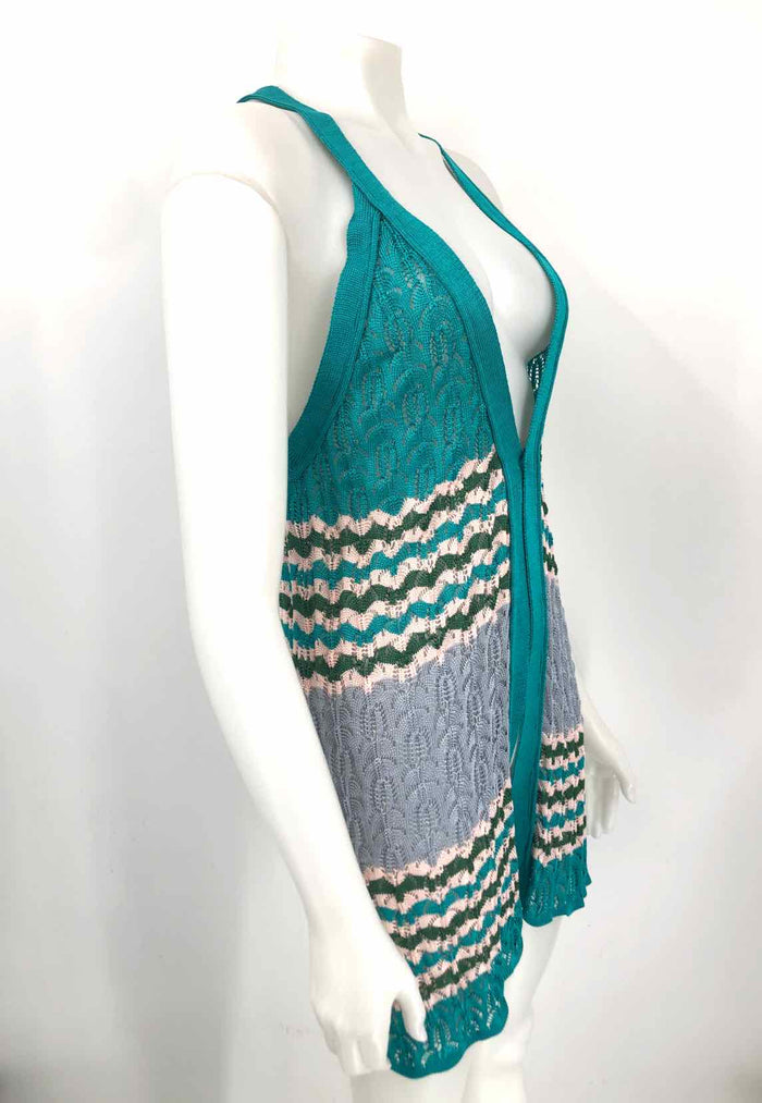 MISSONI Turquoise Beige Made in Italy Woven Size MEDIUM (M) Top