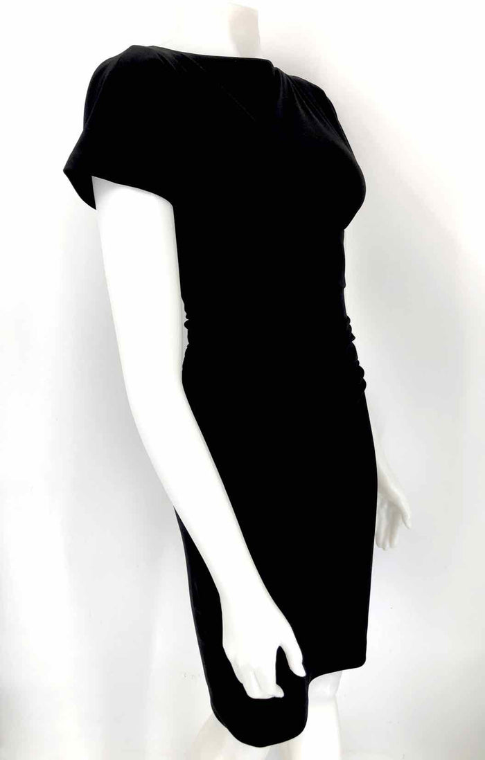 DAVID MEISTER Black Ruched Short Sleeves Size 2  (XS) Dress