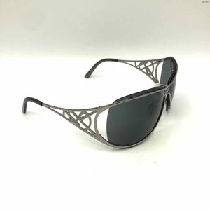 YSL - YVES ST LAURENT Black Silver Pre Loved Shield Sunglasses w/case