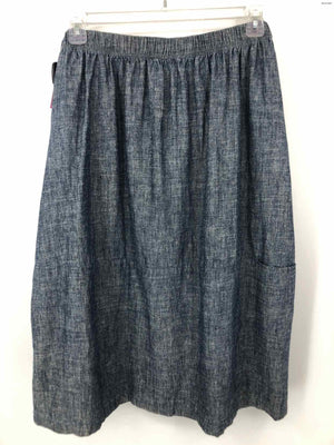 EILEEN FISHER Dk Blue Lt Gray Linen Size X-LARGE Skirt