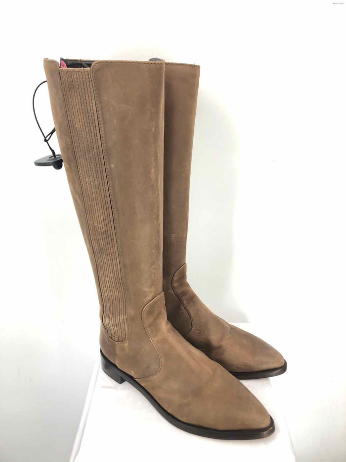 TORY BURCH Taupe Leather Tall Pointed Toe Boot Shoe Size 9 Shoes