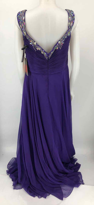 MAC DUGGAL Purple Silver Bead Trim Tank Size 18  (XL) Dress