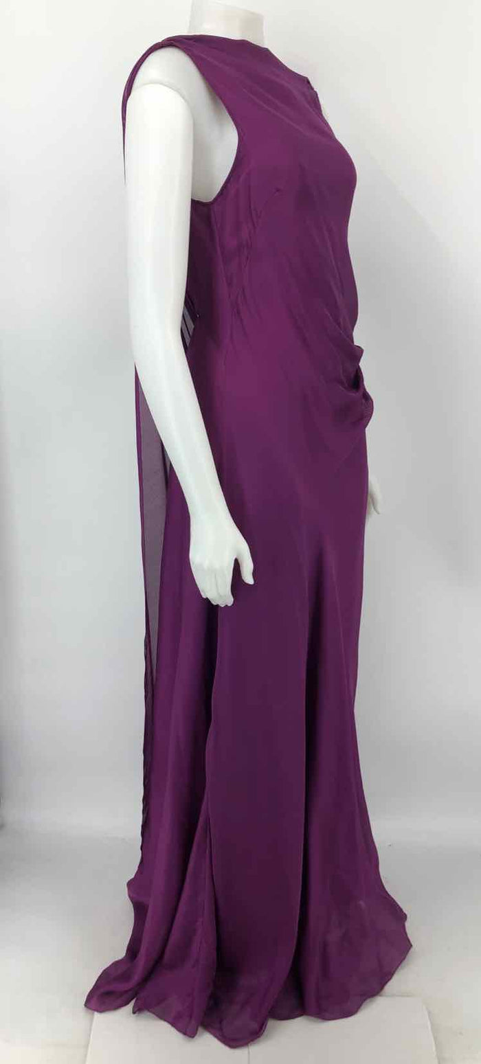 LEON MAX Purple Silk Open Back Maxi Length Size 8  (M) Dress