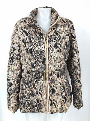 GUESS Beige Black Reptile Puffer Women Size X-LARGE Jacket