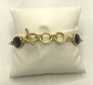 AMELIA ROSE DESIGN Goldtone Amythst Faceted Bracelet