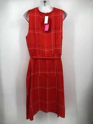 ANN TAYLOR/LOFT Red White Grid w/belt Size 14  (L) Dress