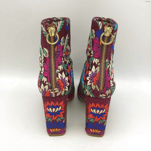 JOIE Purple Multi-Color Leather Sole Asian Print 3.5" Heel Boots