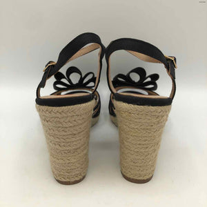 KATE SPADE Black Beige Espadrille Wedge Shoe Size 8-1/2 Shoes