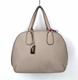 COACH Beige Silver Leather Pre Loved Bowler Purse