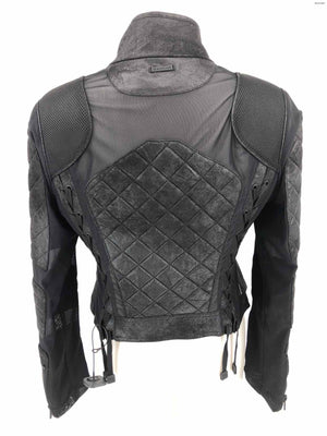 BLANC NOIR Black Synthetic Mesh Trim Moto Women Size LARGE  (L) Jacket