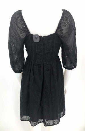 JOHNNY WAS Black Embroidered Short Sleeves Size X-SMALL Dress