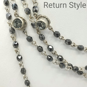 VIRGINS SAINTS & ANGELS Silvertone Black Crystal Multi-Strand 15" Necklace