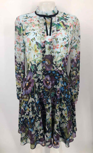 TED BAKER Lt Blue Multi-Color Floral Size SMALL (S) Dress
