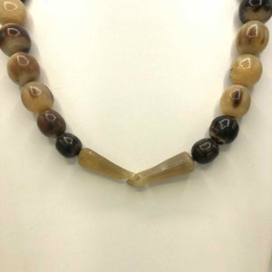 Tan Brown Horn Beaded Necklace